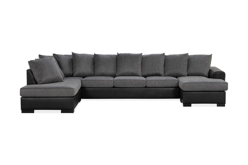 Ocean 5-sits Vänstervänd U-formad Large Soffa med Divan och Schäslong i Konstläder/Tyg - Grå / Svart - Möbler - Vardagsrum - Soffor - U-soffor