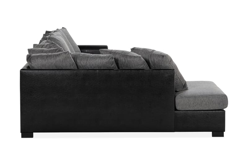 Ocean 5-sits Vänstervänd U-formad Large Soffa med Divan och Schäslong i Konstläder/Tyg - Grå / Svart - Möbler - Vardagsrum - Soffor - U-soffor