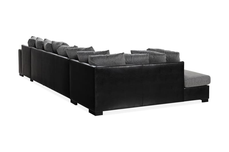 Ocean 5-sits Vänstervänd U-formad Large Soffa med Divan och Schäslong i Konstläder/Tyg - Grå / Svart - Möbler - Vardagsrum - Soffor - U-soffor