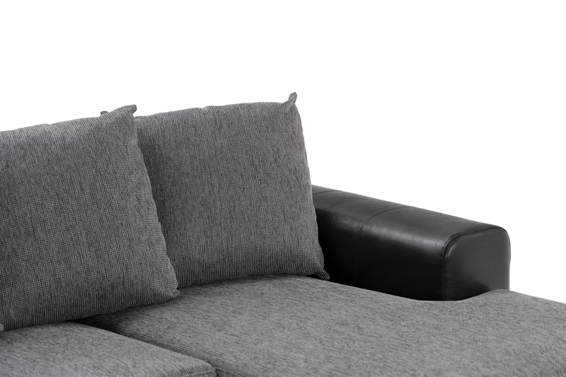 Ocean 5-sits Vänstervänd U-formad Large Soffa med Divan och Schäslong i Konstläder/Tyg - Grå / Svart - Möbler - Vardagsrum - Soffor - U-soffor