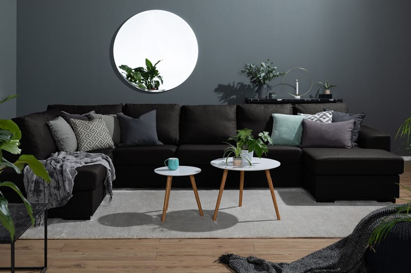 Ocean 5-sits Vänstervänd U-formad Large Soffa med Divan och Schäslong i Tyg - Svart - Möbler - Vardagsrum - Soffor - U-soffor