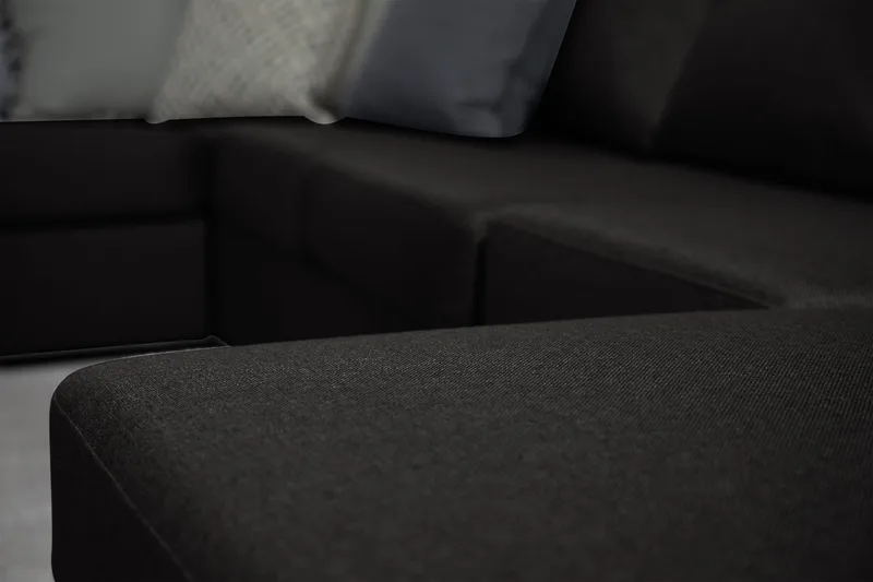 Ocean 5-sits Vänstervänd U-formad Large Soffa med Divan och Schäslong i Tyg - Svart - Möbler - Vardagsrum - Soffor - U-soffor