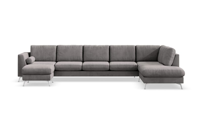 Ocean Lyx 6-sits Högervänd U-formad Soffa med Divan och Schäslong + Fotpall i Manchester - Mörkgrå - Möbler - Vardagsrum - Soffor - U-soffor