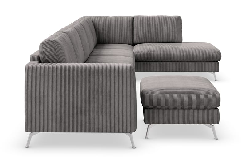 Ocean Lyx 6-sits Högervänd U-formad Soffa med Divan och Schäslong + Fotpall i Manchester - Mörkgrå - Möbler - Vardagsrum - Soffor - U-soffor