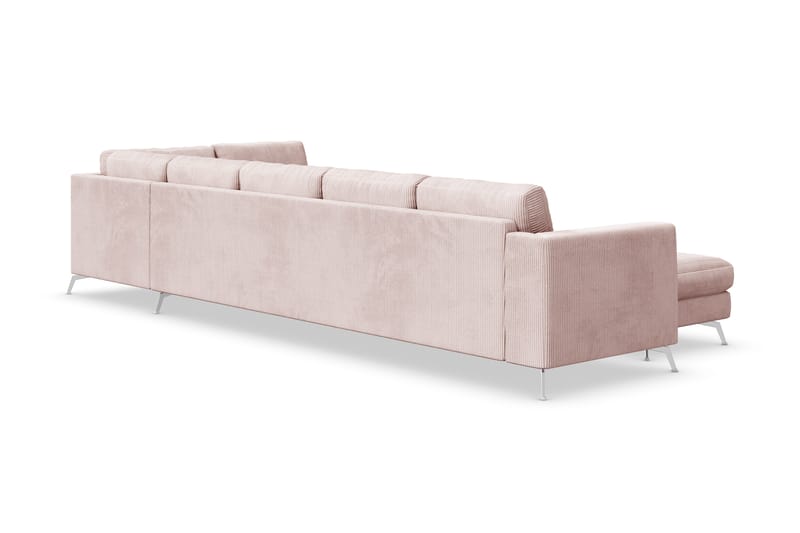 Ocean Lyx 6-sits Högervänd U-formad Soffa med Divan och Schäslong + Fotpall i Manchester - Rosa - Möbler - Vardagsrum - Soffor - U-soffor