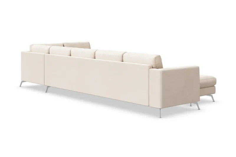 Ocean Lyx 6-sits Högervänd U-formad Soffa med Divan och Schäslong + Fotpall i Tyg - Beige - Möbler - Vardagsrum - Soffor - U-soffor