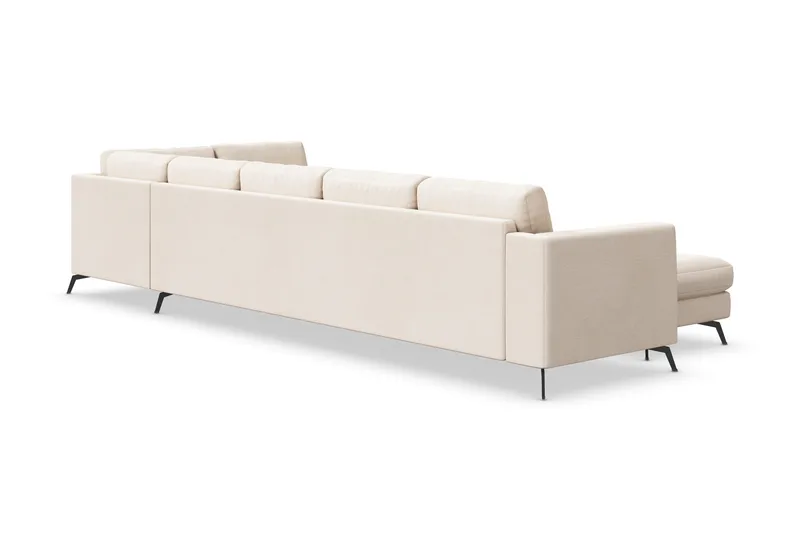 Ocean Lyx 6-sits Högervänd U-formad Soffa med Divan och Schäslong + Fotpall i Tyg - Beige - Möbler - Vardagsrum - Soffor - U-soffor