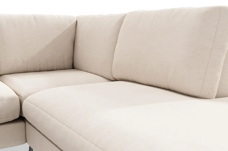 Ocean Lyx 6-sits Högervänd U-formad Soffa med Divan och Schäslong + Fotpall i Tyg - Beige - Möbler - Vardagsrum - Soffor - U-soffor
