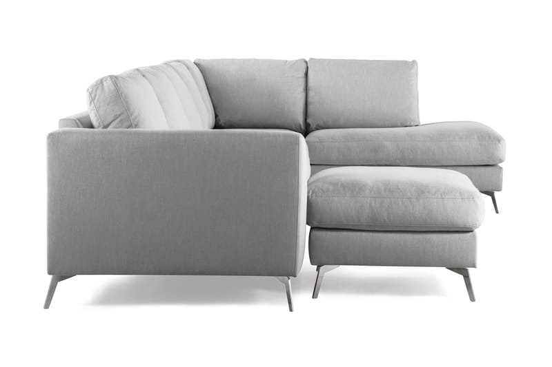 Ocean Lyx 6-sits Högervänd U-formad Soffa med Divan och Schäslong + Fotpall i Tyg - Grå - Möbler - Vardagsrum - Soffor - U-soffor