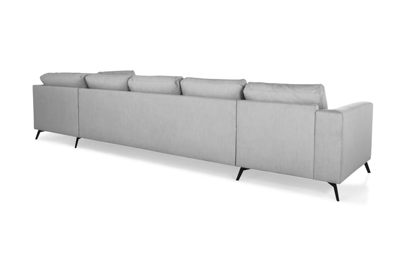 Ocean Lyx 6-sits Högervänd U-formad Soffa med Divan och Schäslong + Fotpall i Tyg - Grå - Möbler - Vardagsrum - Soffor - U-soffor
