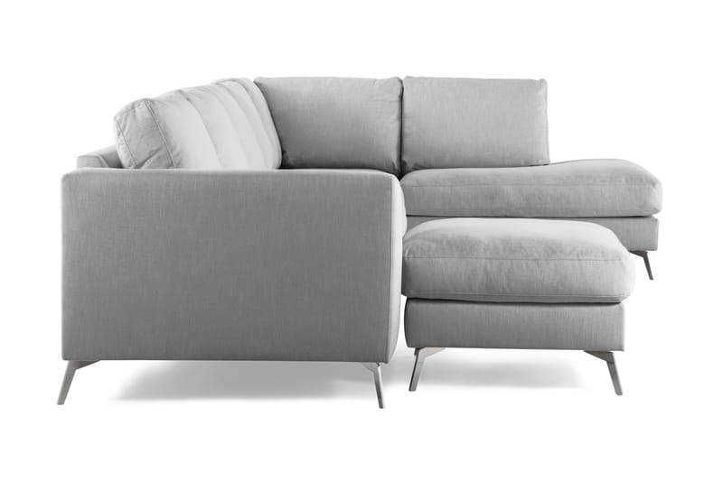 Ocean Lyx 6-sits Högervänd U-formad Soffa med Divan och Schäslong + Fotpall i Tyg - Grå - Möbler - Vardagsrum - Soffor - U-soffor