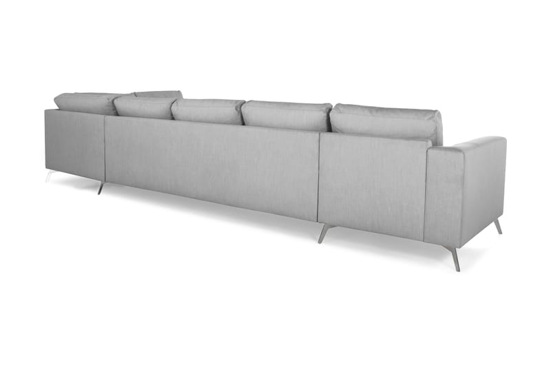 Ocean Lyx 6-sits Högervänd U-formad Soffa med Divan och Schäslong + Fotpall i Tyg - Grå - Möbler - Vardagsrum - Soffor - U-soffor
