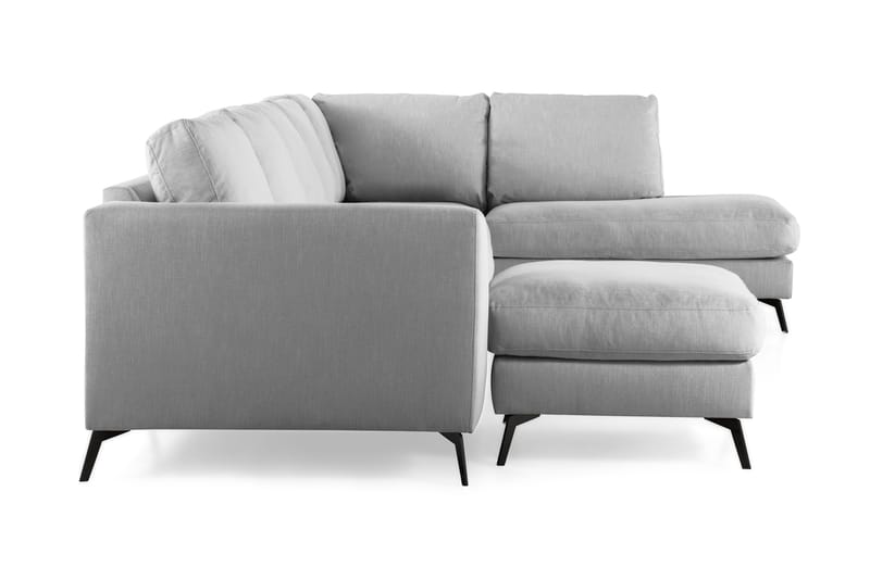 Ocean Lyx 6-sits Högervänd U-formad Soffa med Divan och Schäslong + Fotpall i Tyg - Grå - Möbler - Vardagsrum - Soffor - U-soffor