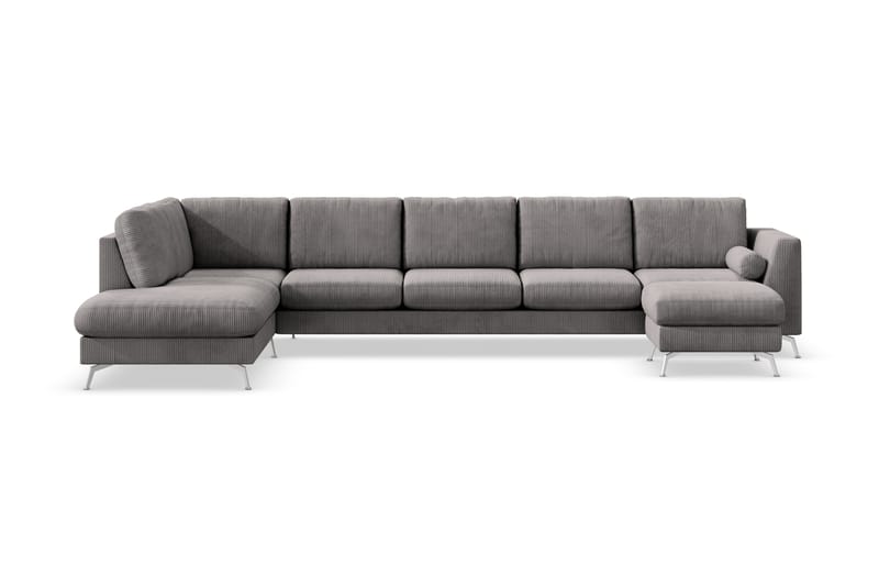 Ocean Lyx 6-sits Vänstervänd U-formad Soffa med Divan och Schäslong + Fotpall i Manchester - Mörkgrå - Möbler - Vardagsrum - Soffor - U-soffor
