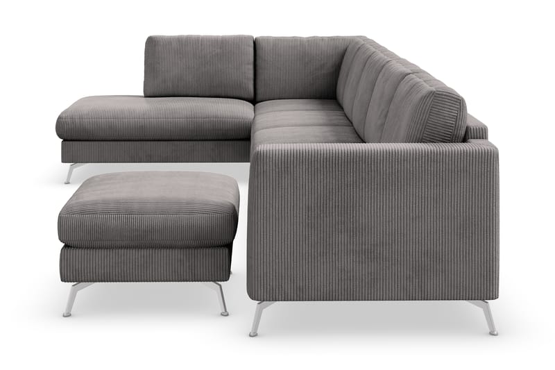 Ocean Lyx 6-sits Vänstervänd U-formad Soffa med Divan och Schäslong + Fotpall i Manchester - Mörkgrå - Möbler - Vardagsrum - Soffor - U-soffor