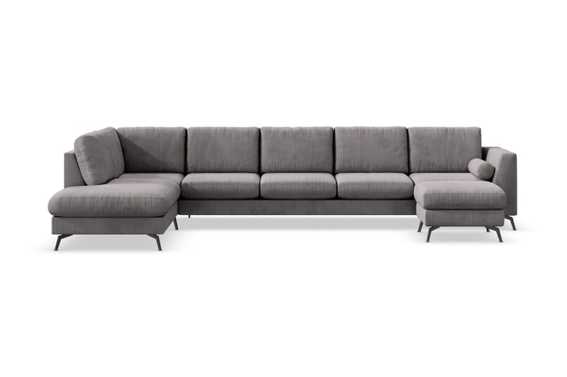 Ocean Lyx 6-sits Vänstervänd U-formad Soffa med Divan och Schäslong + Fotpall i Manchester - Mörkgrå - Möbler - Vardagsrum - Soffor - U-soffor