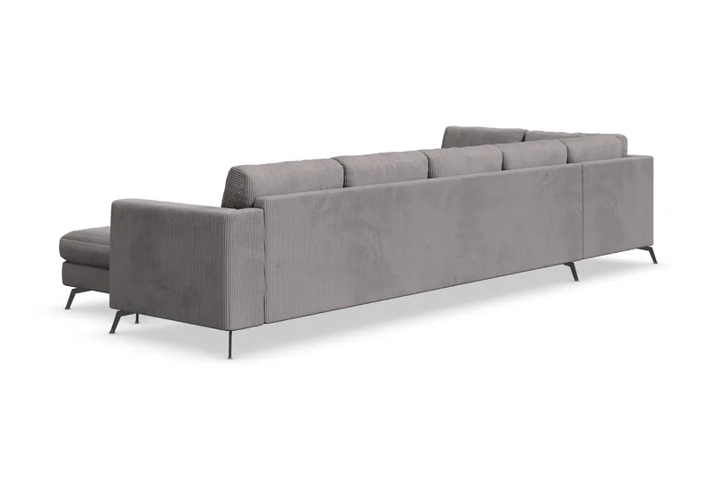 Ocean Lyx 6-sits Vänstervänd U-formad Soffa med Divan och Schäslong + Fotpall i Manchester - Mörkgrå - Möbler - Vardagsrum - Soffor - U-soffor