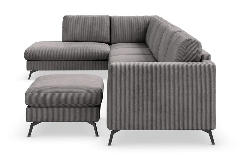 Ocean Lyx 6-sits Vänstervänd U-formad Soffa med Divan och Schäslong + Fotpall i Manchester - Mörkgrå - Möbler - Vardagsrum - Soffor - U-soffor