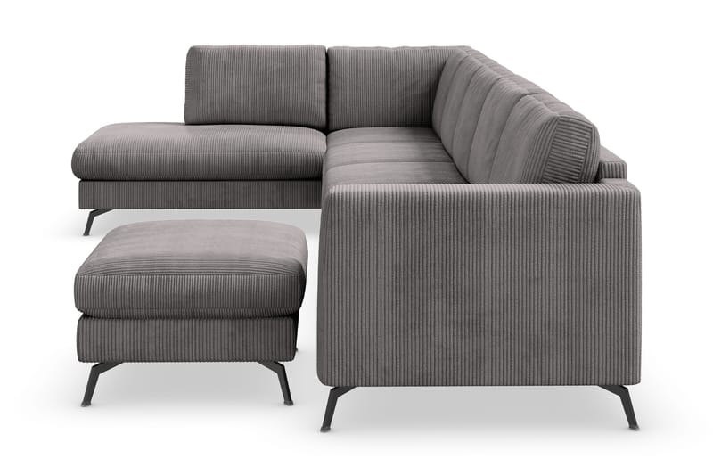 Ocean Lyx 6-sits Vänstervänd U-formad Soffa med Divan och Schäslong + Fotpall i Manchester - Mörkgrå - Möbler - Vardagsrum - Soffor - U-soffor