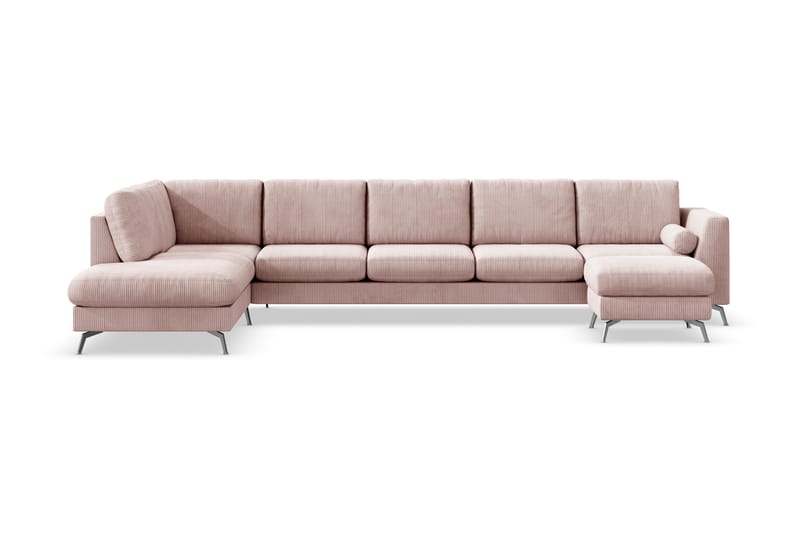 Ocean Lyx 6-sits Vänstervänd U-formad Soffa med Divan och Schäslong + Fotpall i Manchester - Rosa - Möbler - Vardagsrum - Soffor - U-soffor