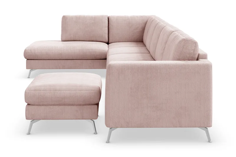 Ocean Lyx 6-sits Vänstervänd U-formad Soffa med Divan och Schäslong + Fotpall i Manchester - Rosa - Möbler - Vardagsrum - Soffor - U-soffor