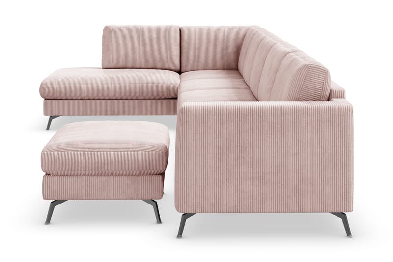 Ocean Lyx 6-sits Vänstervänd U-formad Soffa med Divan och Schäslong + Fotpall i Manchester - Rosa - Möbler - Vardagsrum - Soffor - U-soffor