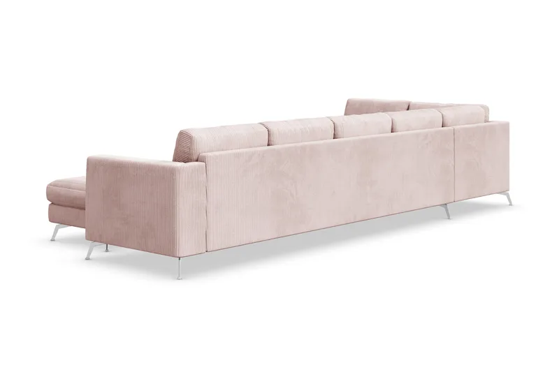 Ocean Lyx 6-sits Vänstervänd U-formad Soffa med Divan och Schäslong + Fotpall i Manchester - Rosa - Möbler - Vardagsrum - Soffor - U-soffor