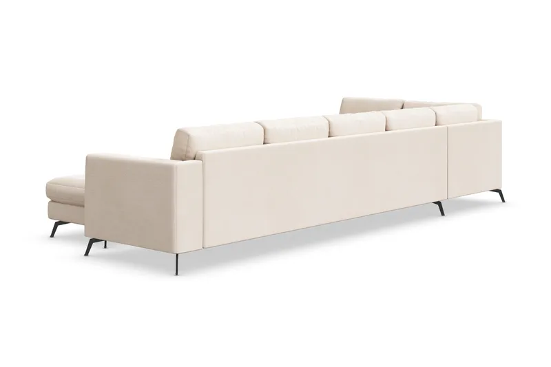 Ocean Lyx 6-sits Vänstervänd U-formad Soffa med Divan och Schäslong + Fotpall i Tyg - Beige - Möbler - Vardagsrum - Soffor - Divansoffa & schäslong