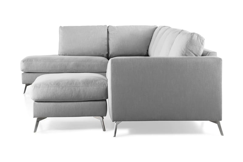 Ocean Lyx 6-sits Vänstervänd U-formad Soffa med Divan och Schäslong + Fotpall i Tyg - Grå - Möbler - Vardagsrum - Soffor - U-soffor