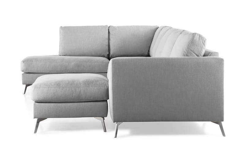 Ocean Lyx 6-sits Vänstervänd U-formad Soffa med Divan och Schäslong + Fotpall i Tyg - Grå - Möbler - Vardagsrum - Soffor - U-soffor