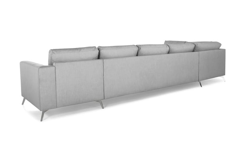 Ocean Lyx 6-sits Vänstervänd U-formad Soffa med Divan och Schäslong + Fotpall i Tyg - Grå - Möbler - Vardagsrum - Soffor - U-soffor