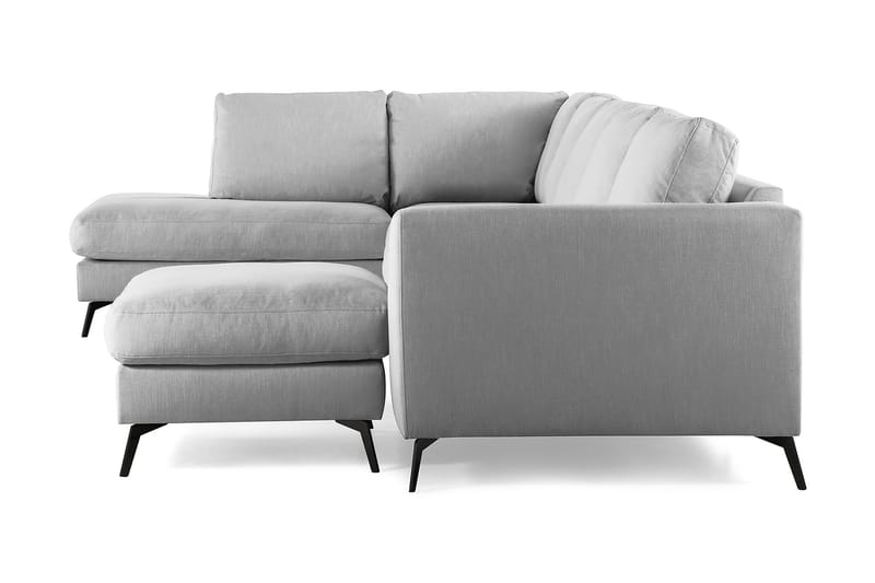 Ocean Lyx 6-sits Vänstervänd U-formad Soffa med Divan och Schäslong + Fotpall i Tyg - Grå - Möbler - Vardagsrum - Soffor - U-soffor