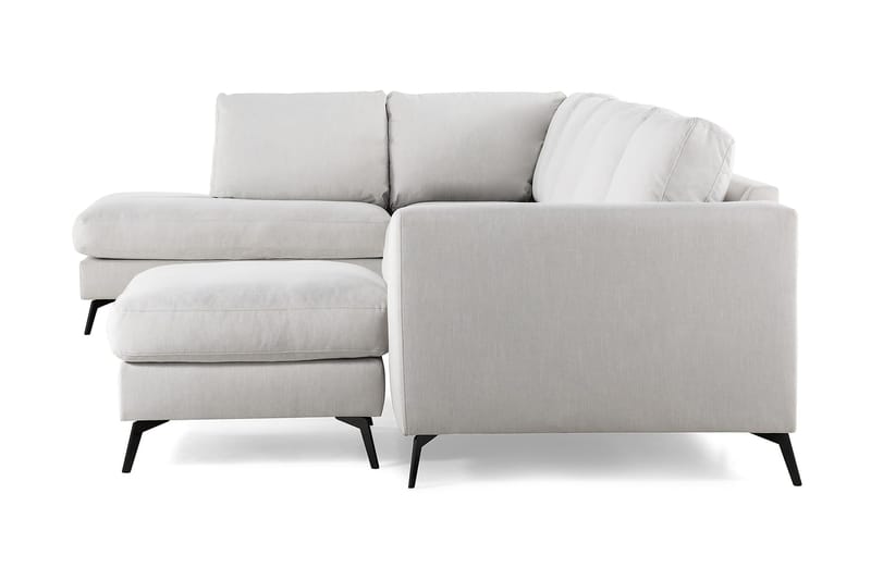 Ocean Lyx 6-sits Vänstervänd U-formad Soffa med Divan och Schäslong + Fotpall i Tyg - Ljusgrå - Möbler - Vardagsrum - Soffor - U-soffor