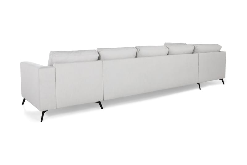 Ocean Lyx 6-sits Vänstervänd U-formad Soffa med Divan och Schäslong + Fotpall i Tyg - Ljusgrå - Möbler - Vardagsrum - Soffor - U-soffor