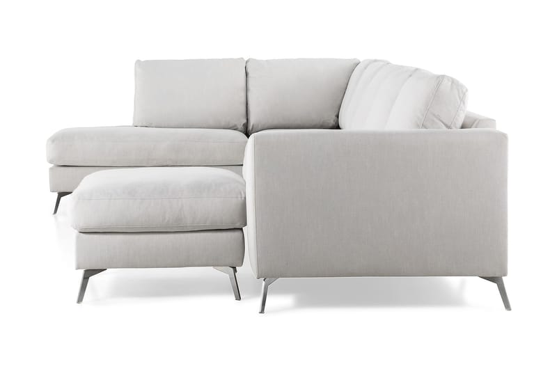 Ocean Lyx 6-sits Vänstervänd U-formad Soffa med Divan och Schäslong + Fotpall i Tyg - Ljusgrå - Möbler - Vardagsrum - Soffor - U-soffor