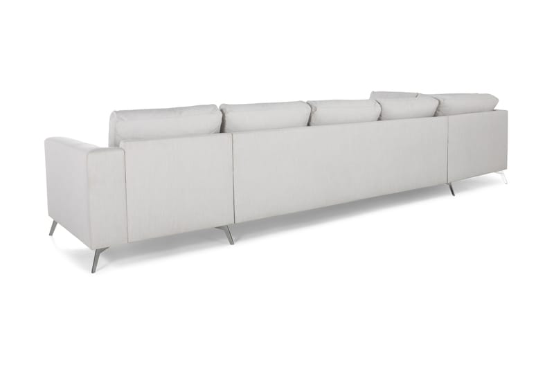 Ocean Lyx 6-sits Vänstervänd U-formad Soffa med Divan och Schäslong + Fotpall i Tyg - Ljusgrå - Möbler - Vardagsrum - Soffor - U-soffor