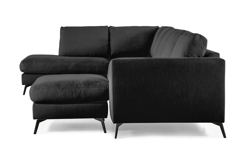 Ocean Lyx 6-sits Vänstervänd U-formad Soffa med Divan och Schäslong + Fotpall i Tyg - Svart - Möbler - Vardagsrum - Soffor - U-soffor