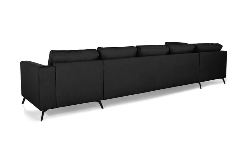 Ocean Lyx 6-sits Vänstervänd U-formad Soffa med Divan och Schäslong + Fotpall i Tyg - Svart - Möbler - Vardagsrum - Soffor - U-soffor