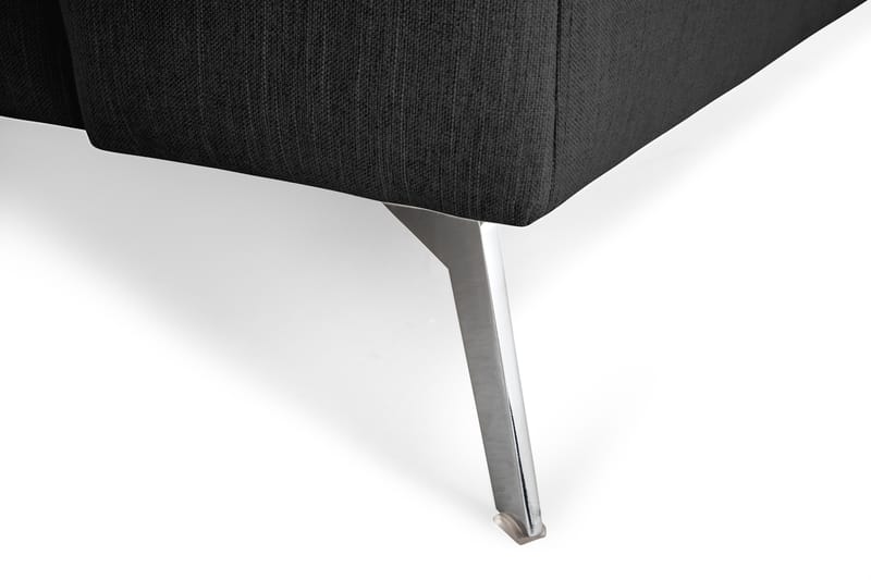 Ocean Lyx 6-sits Vänstervänd U-formad Soffa med Divan och Schäslong + Fotpall i Tyg - Svart - Möbler - Vardagsrum - Soffor - U-soffor
