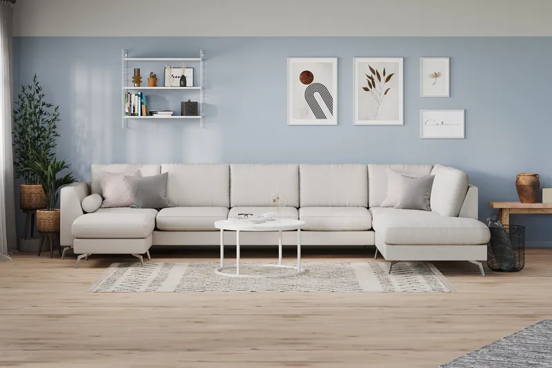 Ocean Lyx U-soffa med Schäslong Höger - Linnebeige - Möbler - Vardagsrum - Soffor - U-soffor