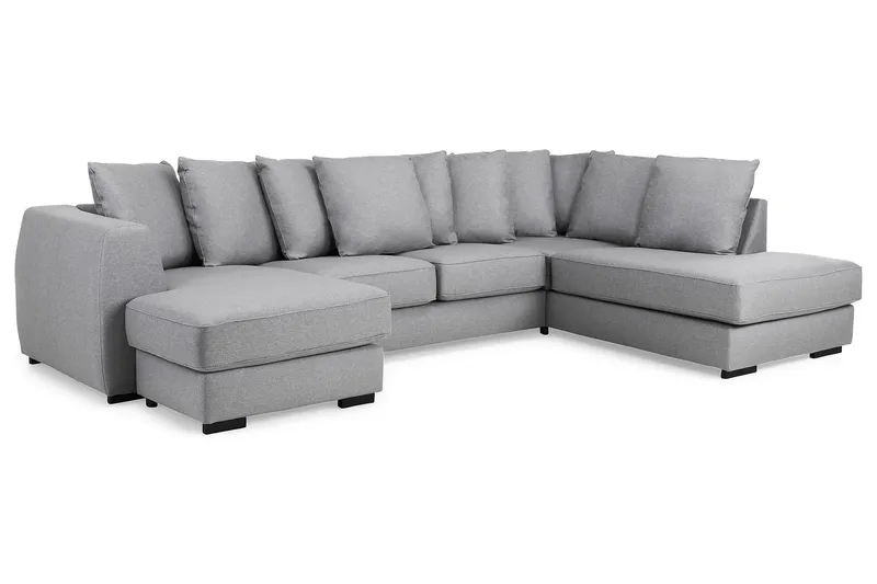 Optus 4-sits Högervänd U-formad Soffa med Divan och Schäslong i Tyg inkl Kuvertkuddar - Ljusgrå - Möbler - Vardagsrum - Soffor - U-soffor