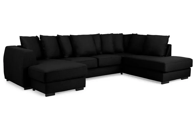 Optus 4-sits Högervänd U-formad Soffa med Divan och Schäslong i Tyg inkl Kuvertkuddar - Svart - Möbler - Vardagsrum - Soffor - U-soffor