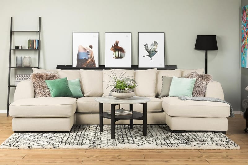 Optus 4-sits U-formad Soffa med dubbeldivan i Tyg inkl Kuvertkuddar - Beige - Möbler - Vardagsrum - Soffor - U-soffor
