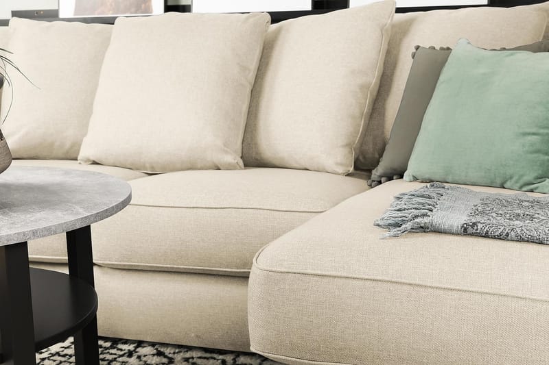 Optus 4-sits U-formad Soffa med dubbeldivan i Tyg inkl Kuvertkuddar - Beige - Möbler - Vardagsrum - Soffor - U-soffor