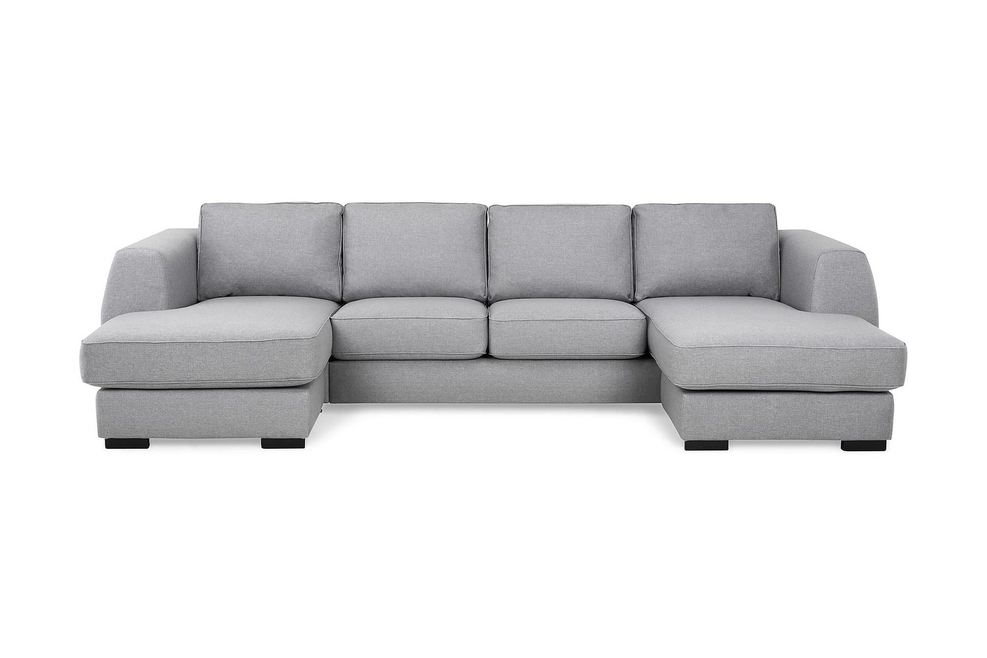 optus 4-sits u-formad soffa med dubbeldivan i tyg - ljusgrå