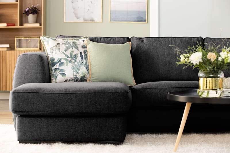Optus 4-sits U-formad Soffa med dubbeldivan i Tyg - Mörkgrå - Möbler - Vardagsrum - Soffor - U-soffor