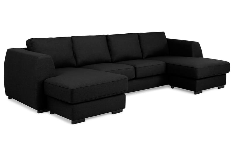 Optus 4-sits U-formad Soffa med dubbeldivan i Tyg - Svart - Möbler - Vardagsrum - Soffor - U-soffor