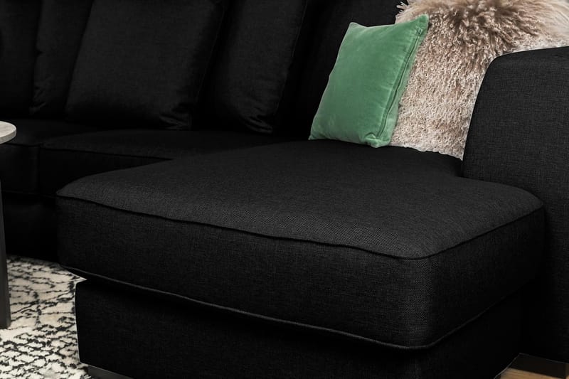 Optus 4-sits Vänstervänd U-formad Soffa med Divan och Schäslong i Tyg inkl Kuvertkuddar - Svart - Möbler - Vardagsrum - Soffor - U-soffor