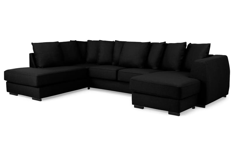 Optus 4-sits Vänstervänd U-formad Soffa med Divan och Schäslong i Tyg inkl Kuvertkuddar - Svart - Möbler - Vardagsrum - Soffor - U-soffor