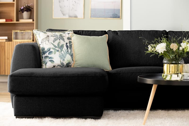 Optus 4-sits Vänstervänd U-formad Soffa med Divan och Schäslong i Tyg - Svart - Möbler - Vardagsrum - Soffor - U-soffor